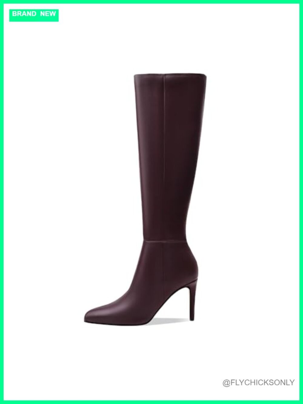 Women's Knee High Boots Pointed Toe Stiletto Heel Side Zipper Faux Leather